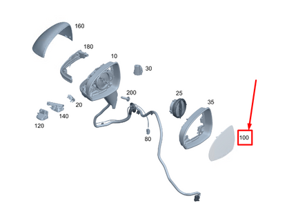 new mercedes-benz eqs v297 front left door mirror glass rhd a0998106901 original