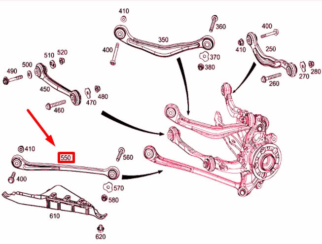 NEW MB S W222 REAR AXLE SUSPENSION LEFT PUSHING STRUT A2223500129 ORIGINAL