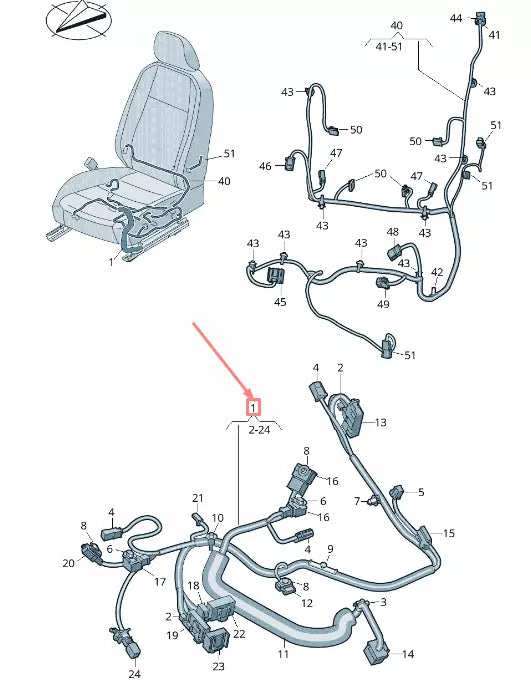 NEW VW ARTEON 3H7 FRONT RIGHT SEAT BASE CABLE HARNESS 3G8971366BH