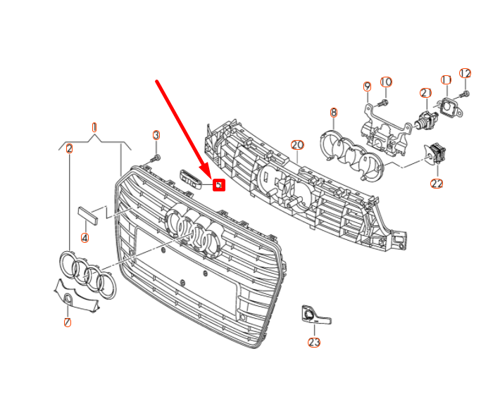 new audi a6 c7 radiator grille securing element 4g0853755b original
