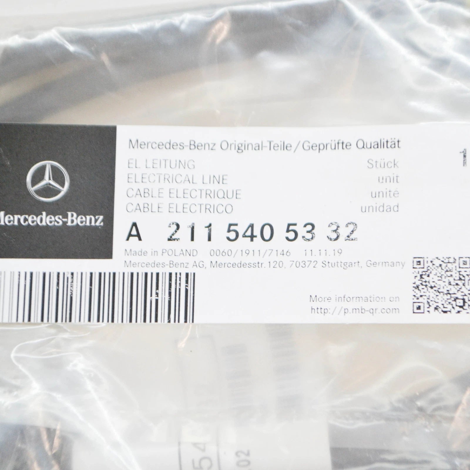 NEW MB E T-MODEL S211 REAR AXLE SELF-LEVELLING DEVICE CABLE A2115405332 ORIGINAL