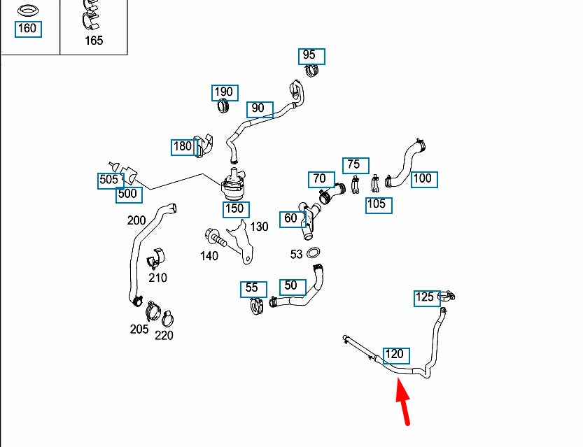 NEW MERCEDES-BENZ M-CLASS W164 COOLANT HOSE A1645060835 ORIGINAL