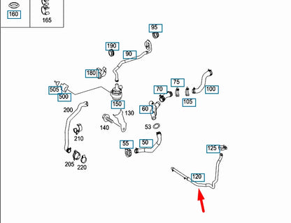 NEW MERCEDES-BENZ M-CLASS W164 COOLANT HOSE A1645060835 ORIGINAL