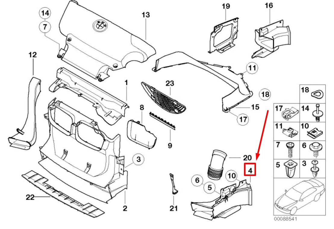 NEW BMW 3 E46 FRONT LEFT BRAKE AIR DUCT 7111547 51717111547 ORIGINAL