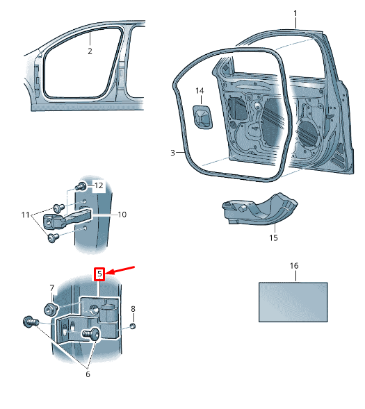 NEW VW TIGUAN 5N FRONT LEFT UPPER DOOR HINGE 5N0831401 ORIGINAL