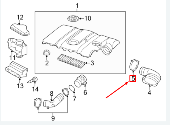 new volkswagen arteon engine air duct clamp n90656501 original
