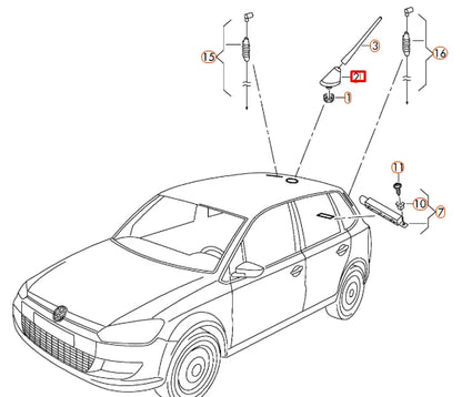 NEW VOLKSWAGEN POLO 6R ANTENA AERIAL BASE 6R0035501A