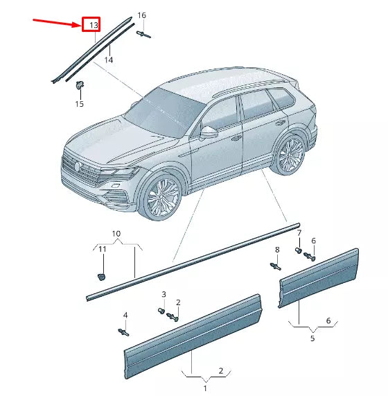NEW VW TOUAREG CR RIGHT WATER DEFLECTOR STRIP 7608543289B9