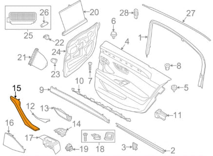 NEW BMW 5 F10 INTERIOR REAR LEFT DOOR PULL HANDLE 51417225847 ORIGINAL