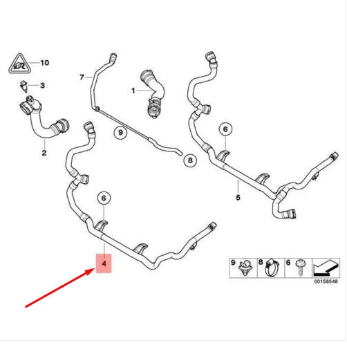 NEW BMW 3 E90 HEATER RETURN THERMOSTAT HOSE 17127527131 7527131 ORIGINAL