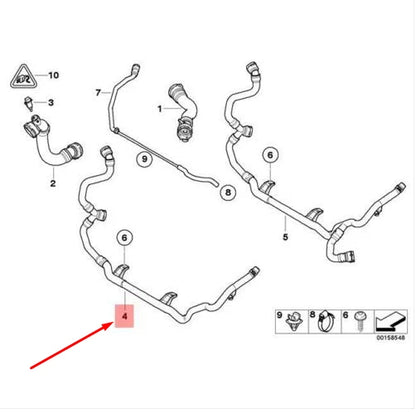 NEW BMW 3 E90 HEATER RETURN THERMOSTAT HOSE 17127527131 7527131 ORIGINAL