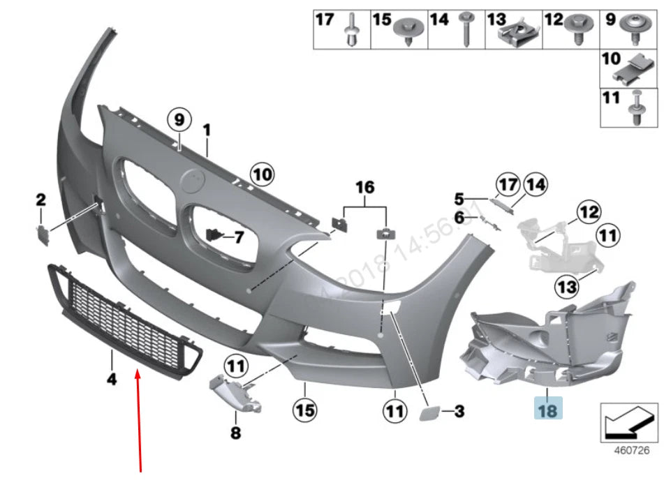 NEW BMW M2 F87 FRONT BUMPER CENTER GRILLE 51118062178 8062178 2016