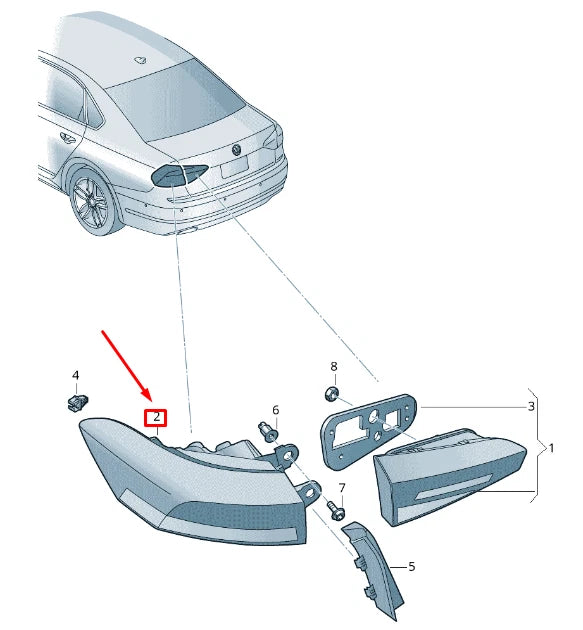 NEW VOLKSWAGEN PASSAT B8 REAR OUTER LEFT LED LIGHT 561945095R ORIGINAL