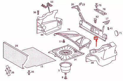 MB E W124 LUGGAGE COMPARTMENT BOTTOM PANELLING A1246942425 NEW
