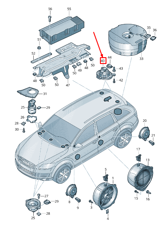 new audi q7 4l rear sound speaker loudspeaker woofer 4l0035361 original
