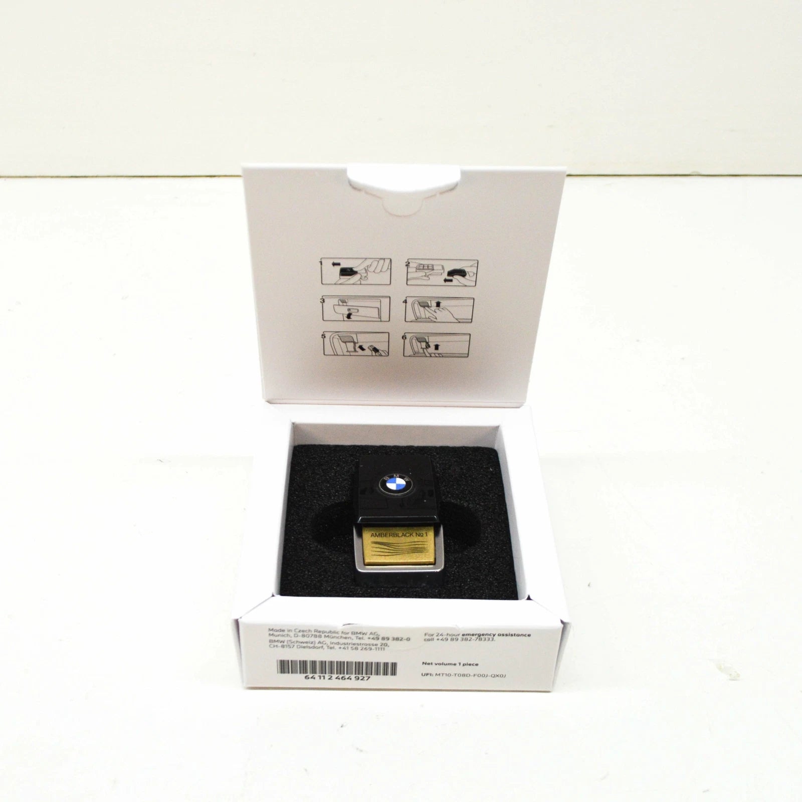 NEW BMW AIR FRESHENER AMBER BLACK REFILL 64112464927 ORIGINAL