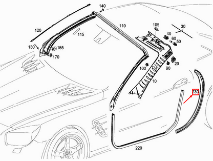 new mercedes-benz sl r231 rear left b-pillar sealing a2316730198 original