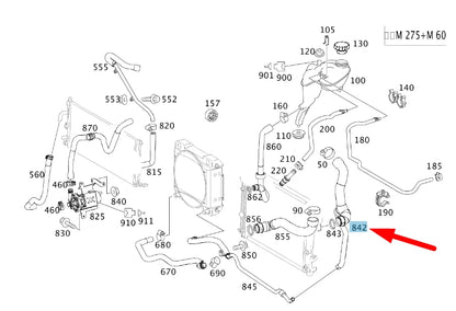 NEW MERCEDES-BENZ S W221 AMG TOP WATER HOSE A2215019182 ORIGINAL