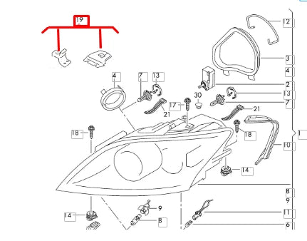 NEW AUDI TT 8J RIGHT HEADLIGHT TAB REPAIR BRACKET KIT 8J0998122