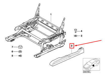NEW BMW 3 E46 FRONT LEFT SEAT RAIL TRIM 52108226431 8226431 ORIGINAL