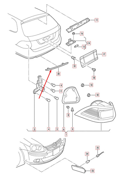NEW VOLKSWAGEN GOLF MK6 REAR BUMPER RIGHT REFLECTOR 1K9945106A