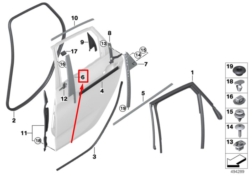new bmw 2 f45 rear right door column-b cover 7373924 51357373924 original
