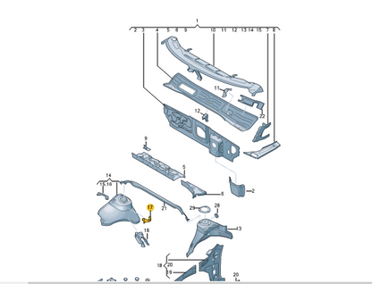 new audi q2 ga front right bonnet gas strut bracket 5q0823402 original