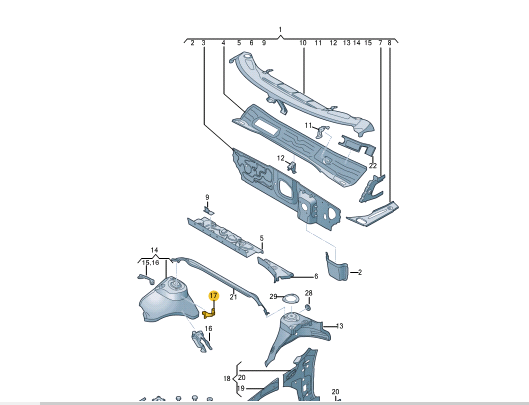 new audi q2 ga front right bonnet gas strut bracket 5q0823402 original