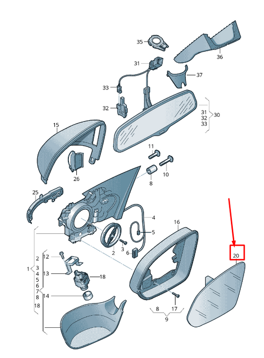 new audi a8 4h front left door mirror glass 4h0857535a original