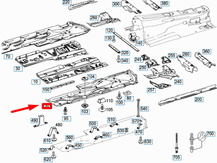 new mercedes-benz e w212 left below main floor cover a2126801209 original