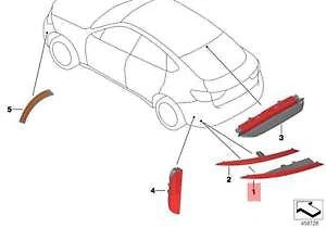 NEW BMW X6 F16 REAR BUMPER RIGHT FOG LIGHT REFLECTOR 63147323186 7323186