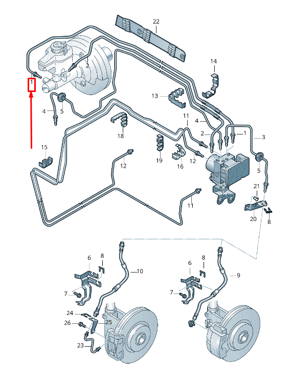 new audi tt 8j3 brake line from brake cylinder to hydraulic 8j2614705d original