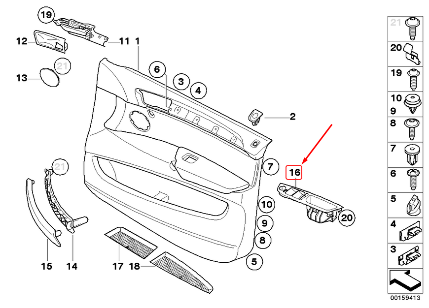 new bmw x5 e70 front right door pull trim 51416975792 original