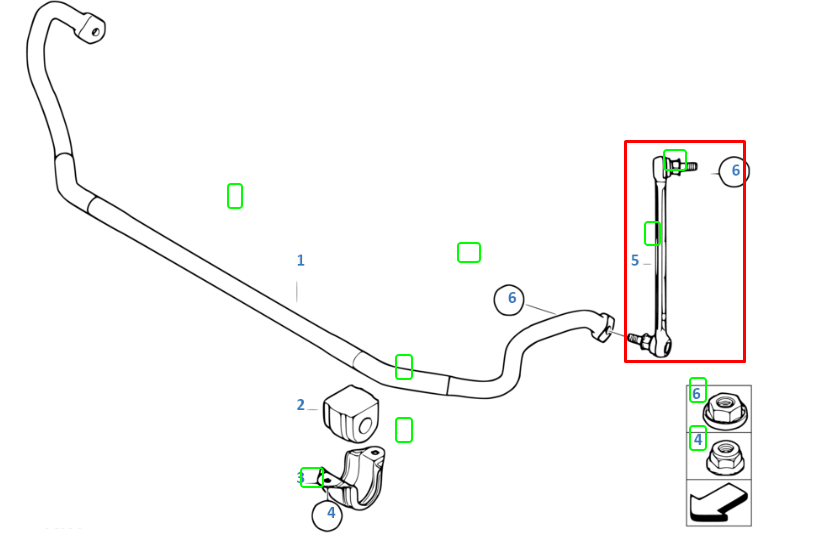 new bmw 1 e81 front right sway bar tie rod 31356765934 original