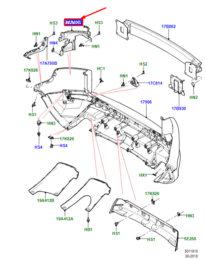 new lr range rover evoque l538 rear rh bumper mounting bracket lr099518 original