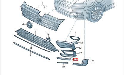 NEW VOLKSWAGEN TIGUAN AD FRONT RIGHT BUMPER MOLDING 5NA853102BGRU ORIGINAL