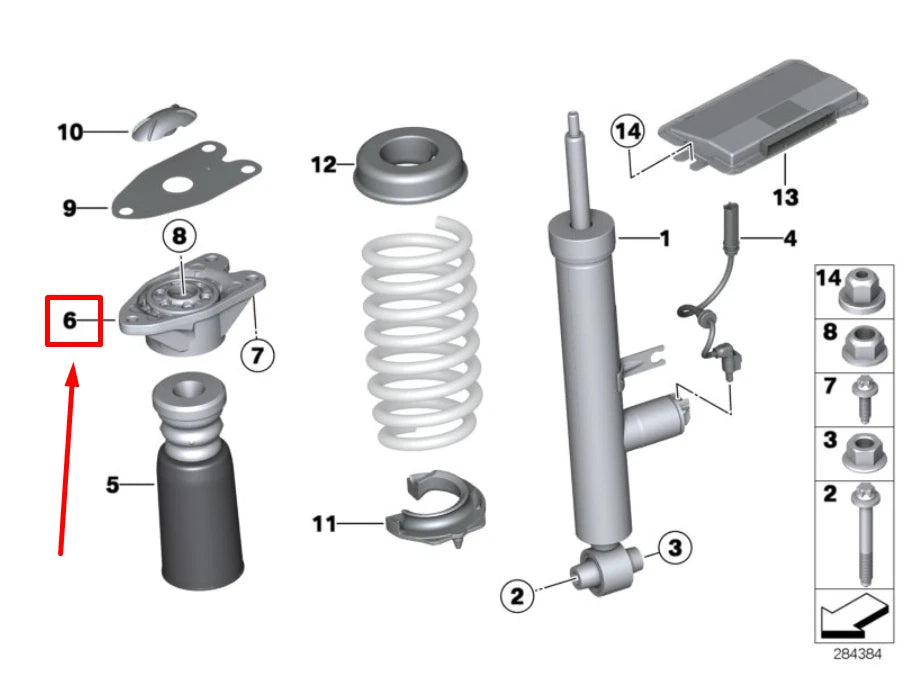 NEW BMW 4 CABRIO F33, F83 REAR SHOCK MOUNT 33506864452 6864452 ORIGINAL