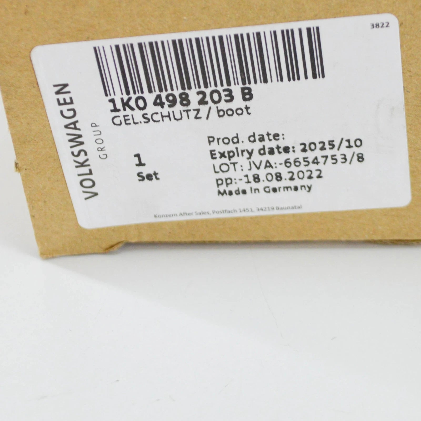 NEW AUDI A3 8L FRONT OUTER CV BOOT JOINT PROTECTIVE BOOT KIT 1K0498203B ORIGINAL