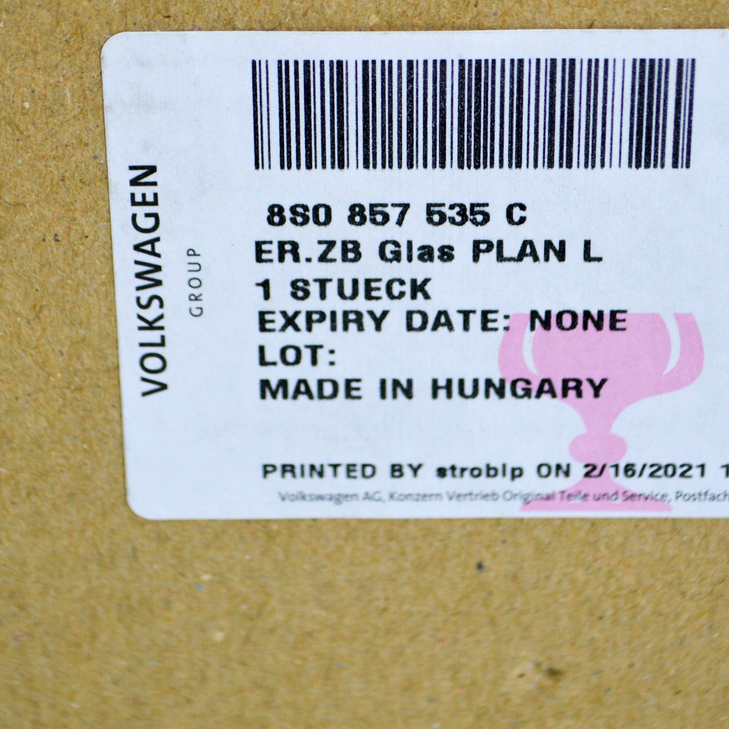 NEW AUDI R8 SPYDER 4S FRONT LEFT DOOR MIRROR GLASS 8S0857535C ORIGINAL