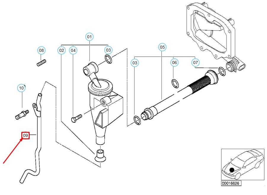 NEW BMW 5 E39 CRANKCASE VENTILATION OIL SEPARATOR OIL PIPE 11151745649 ORIGINAL