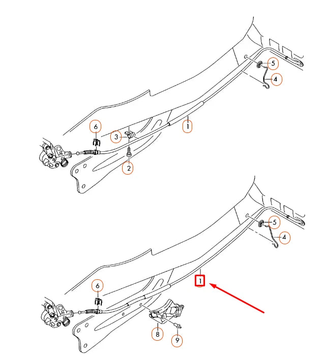 NEW AUDI A3 8P REAR PARKING BRAKE CABLE 1K0609721BE ORIGINAL