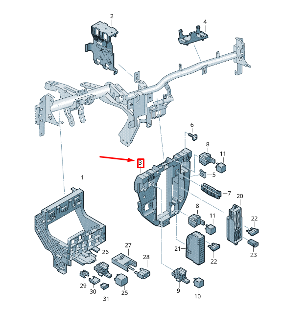 NEW VW TRANSPORTER T6 RELAY PLATE FUSE MOUNTING RETAINER LHD 7E0919317 ORIGINAL
