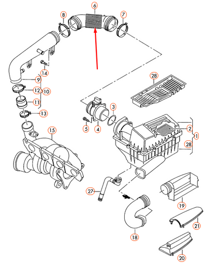 NEW AUDI A3 8P AIR FLOW MASS SENSOR HOSE 1K0129684L 1.8 PETROL ORIGINAL