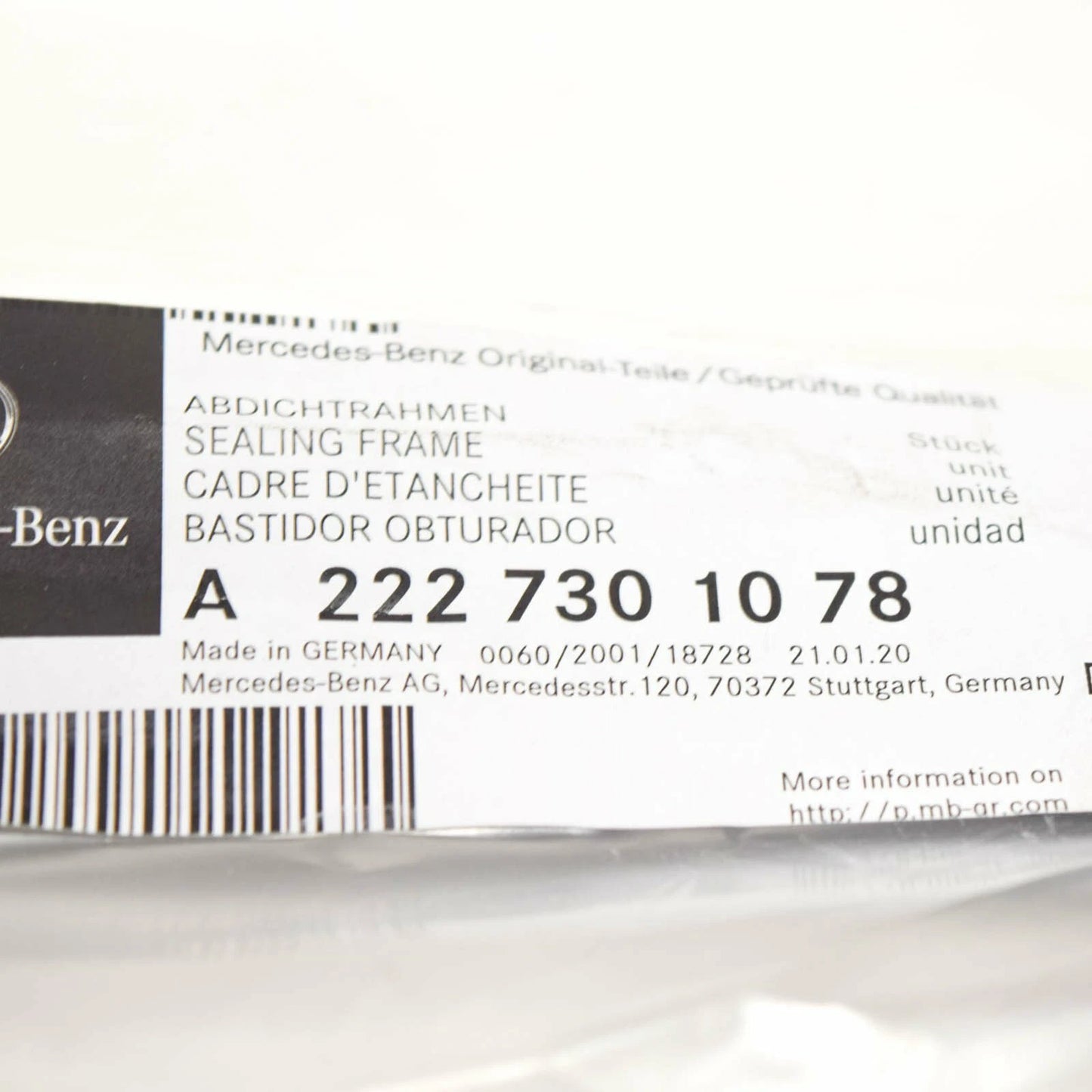 NEW MERCEDES-BENZ S W222 REAR RIGHT DOOR SEALING FRAME A2227301078 ORIGINAL