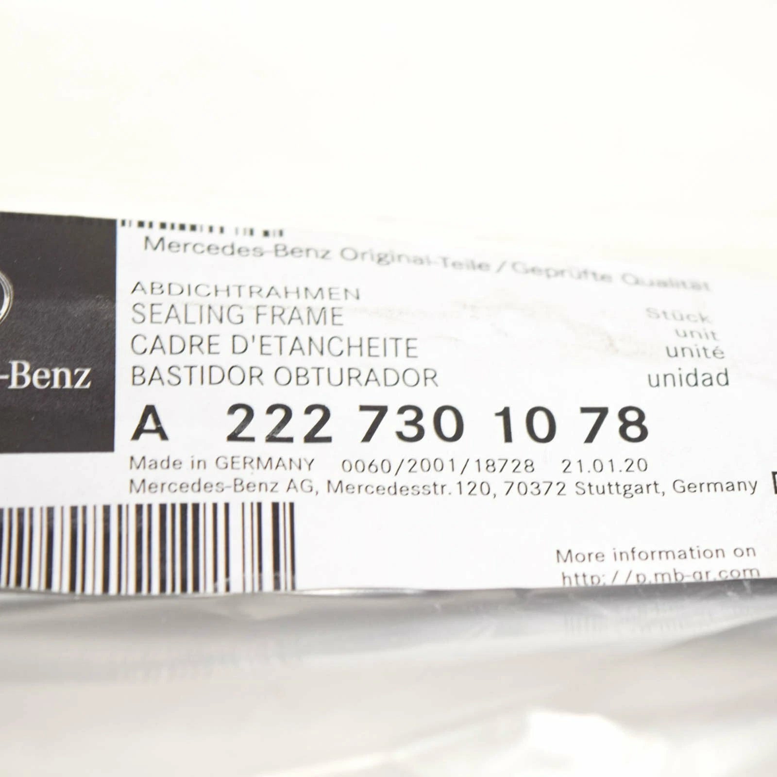 NEW MERCEDES-BENZ S W222 REAR RIGHT DOOR SEALING FRAME A2227301078 ORIGINAL