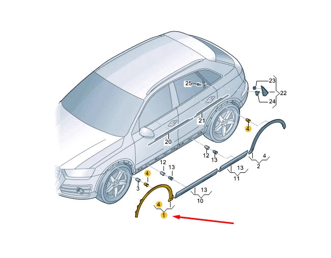 NEW AUDI Q3 8U FRONT LEFT WHEEL ARCH MOLDING COVER TRIM 8U0853717CGRU ORIGINAL