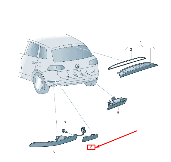 NEW VW TOUAREG 7P REAR LEFT BUMPER REFLECTOR 7P6945105A ORIGINAL