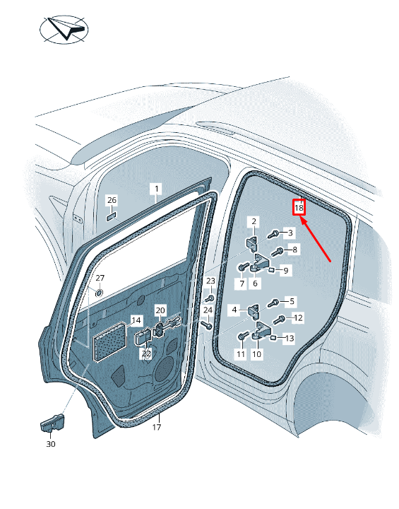 new vw tiguan ad rear right inner door seal rubber 5na867914c9b9 original