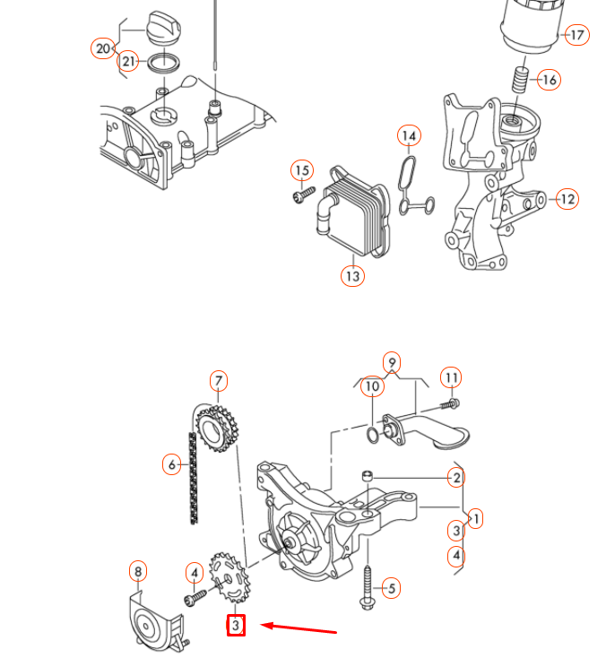 NEW AUDI A1 8X OIL PUMP CHAIN SPROCKET 03F115121B ORIGINAL