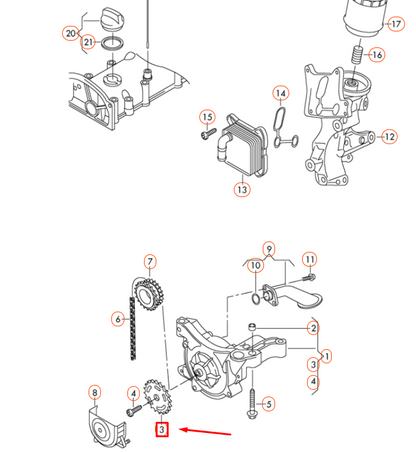 NEW AUDI A1 8X OIL PUMP CHAIN SPROCKET 03F115121B ORIGINAL
